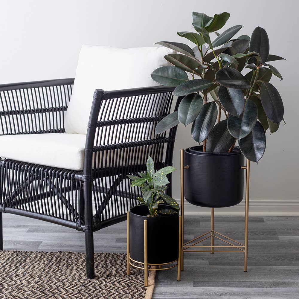 Metal Floor Planter Black and Gold Triangle Stand