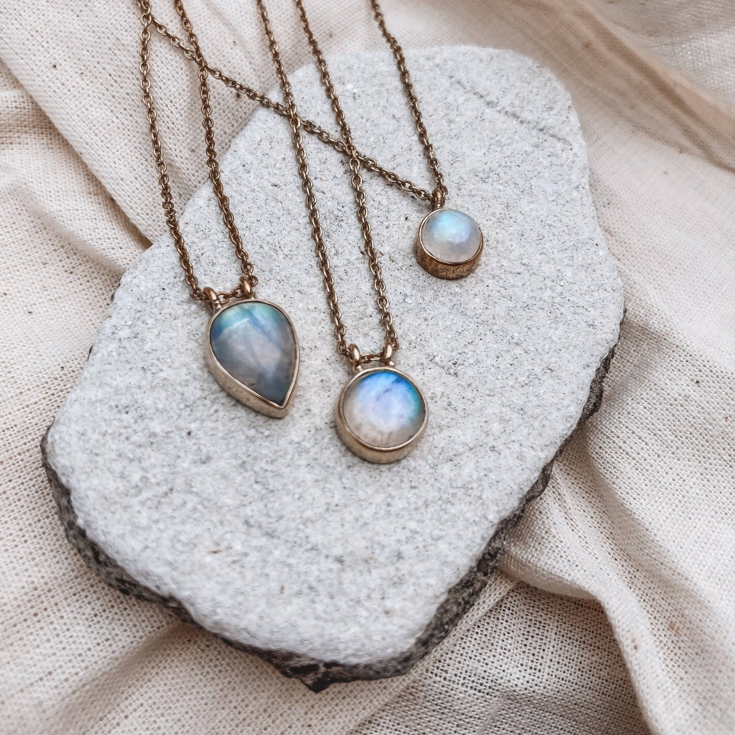 Dainty Moonstone Teardrop Necklace