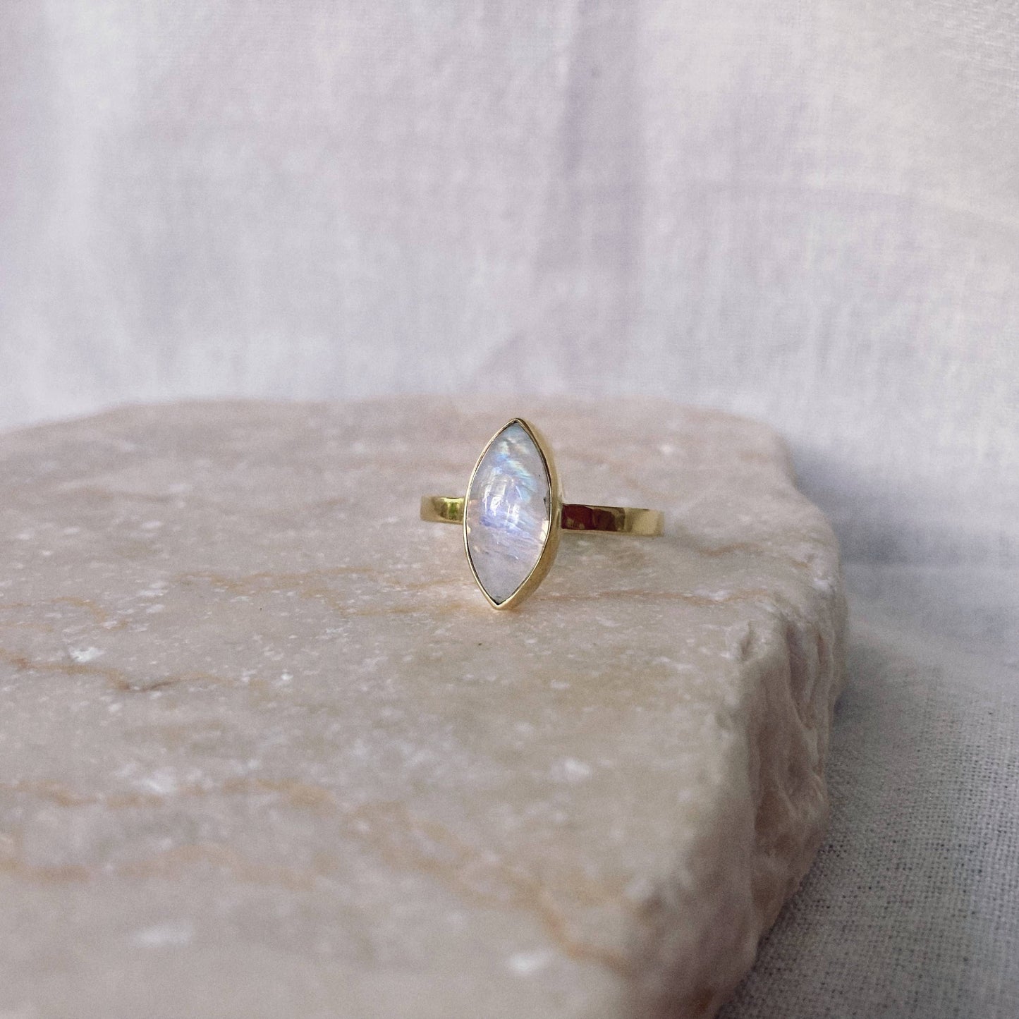 Moonstone Eye Shape Marquise Ring