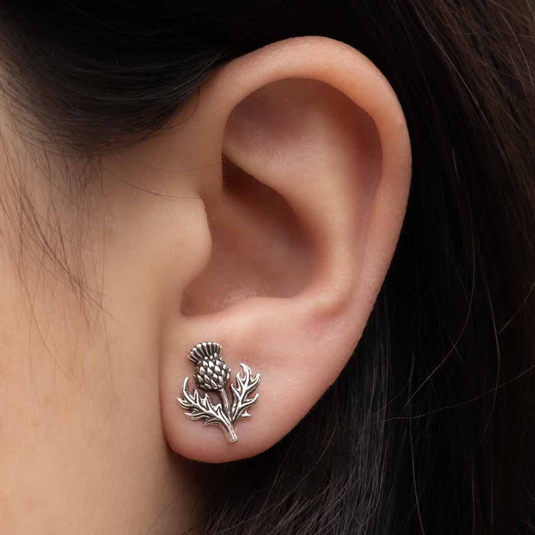 Thistle Stud Sterling Silver Earrings