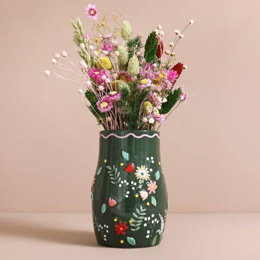 Forest Green Flower Vase