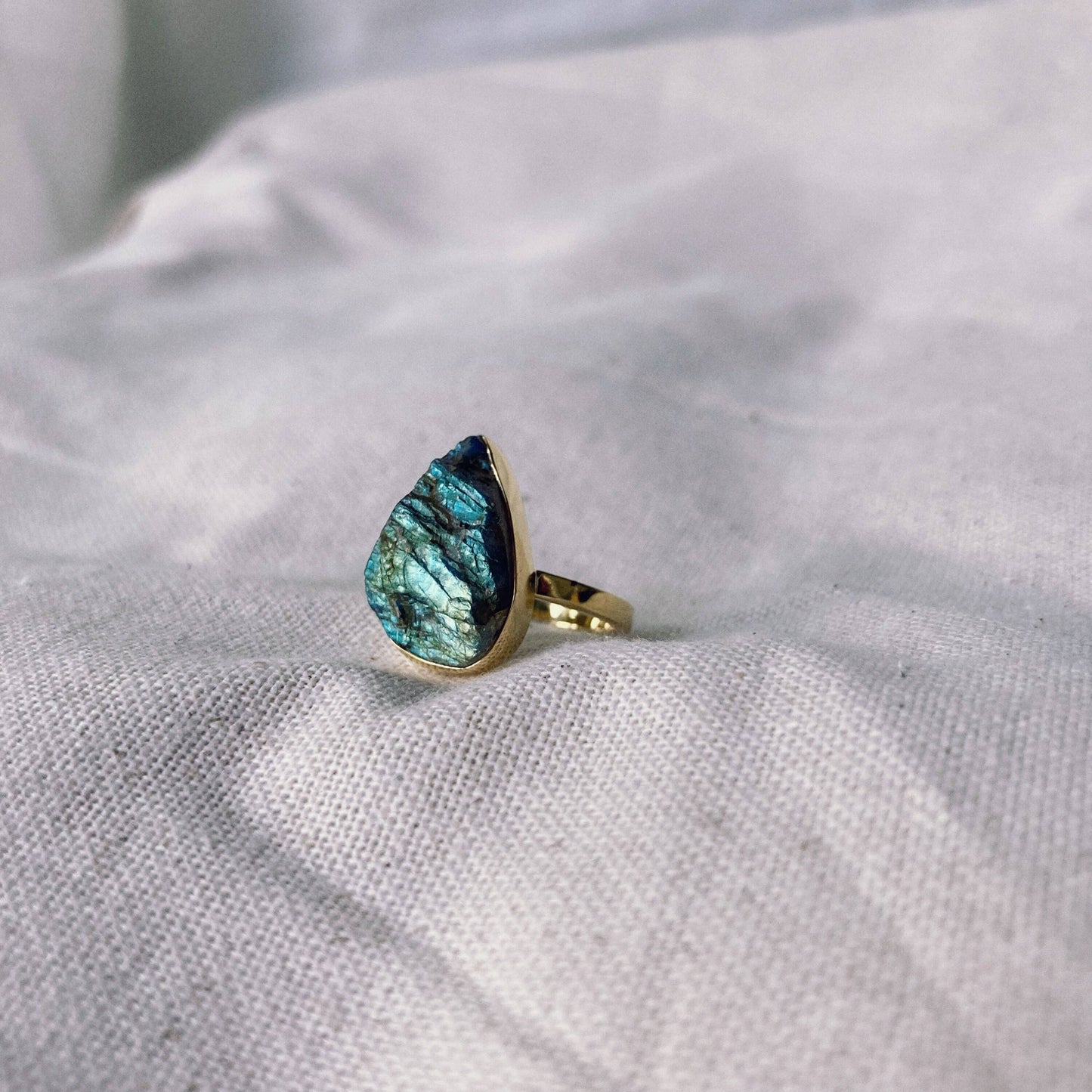 Rough Labradorite Ring sz 6.25