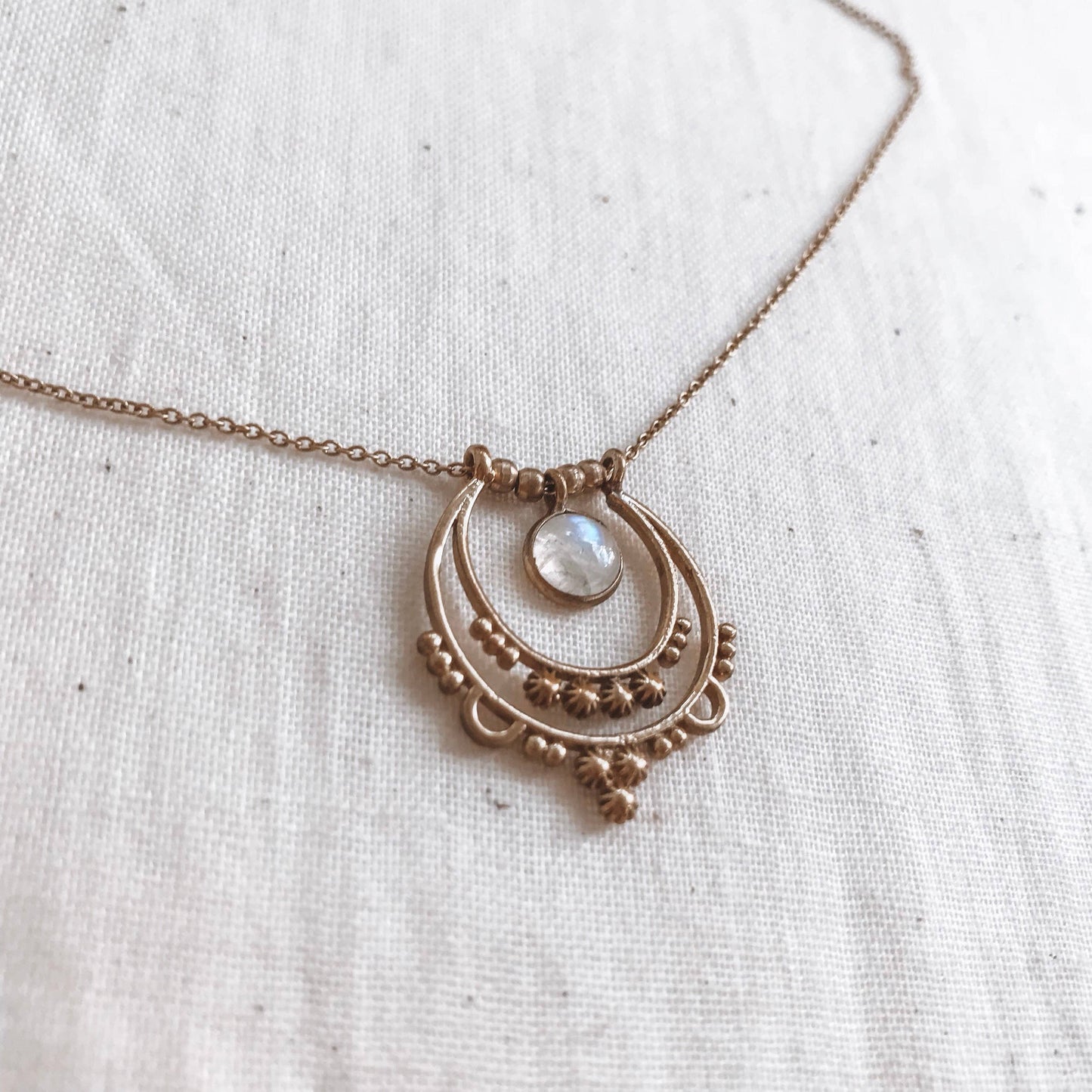 Moonstone Crescent Moon Necklace