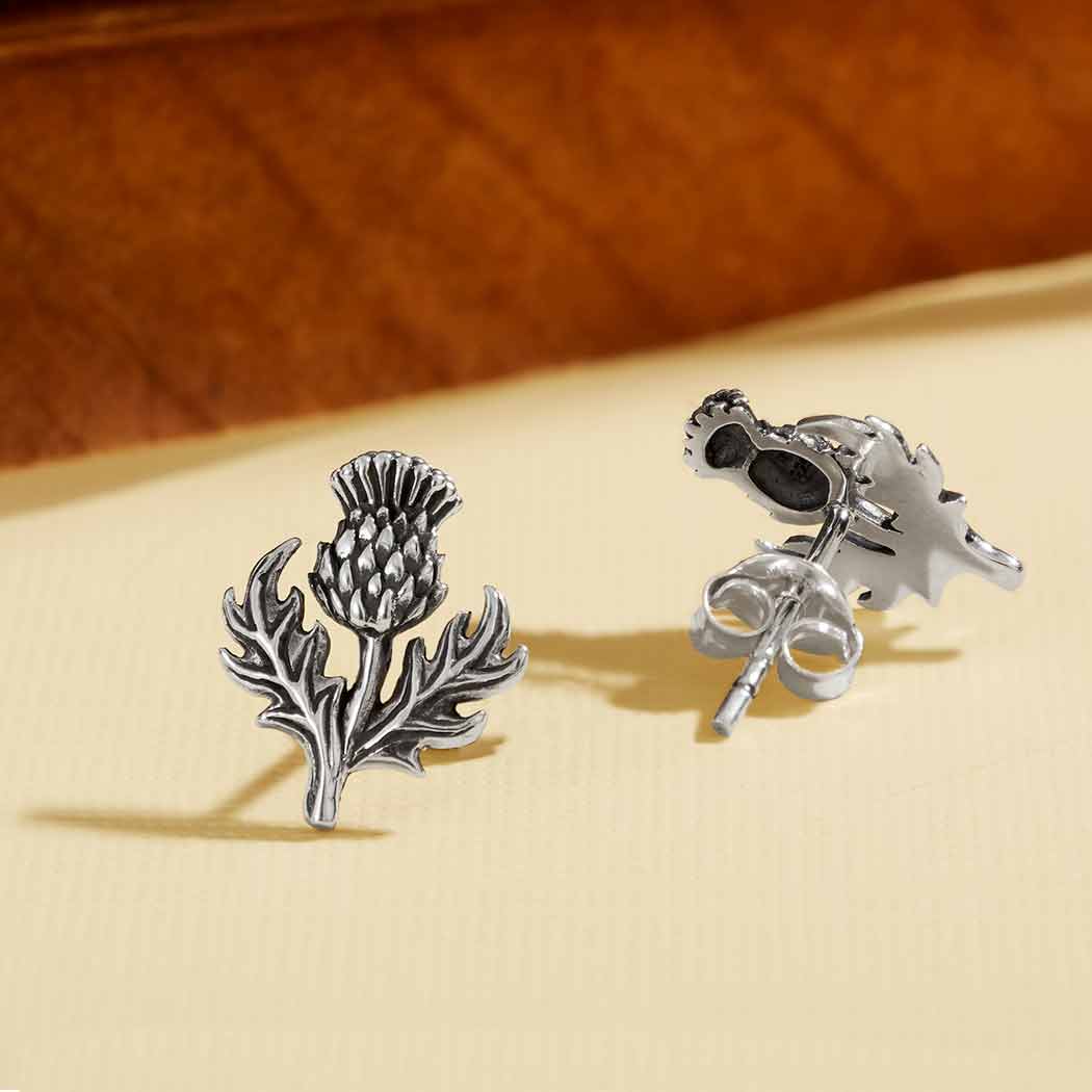 Thistle Stud Sterling Silver Earrings