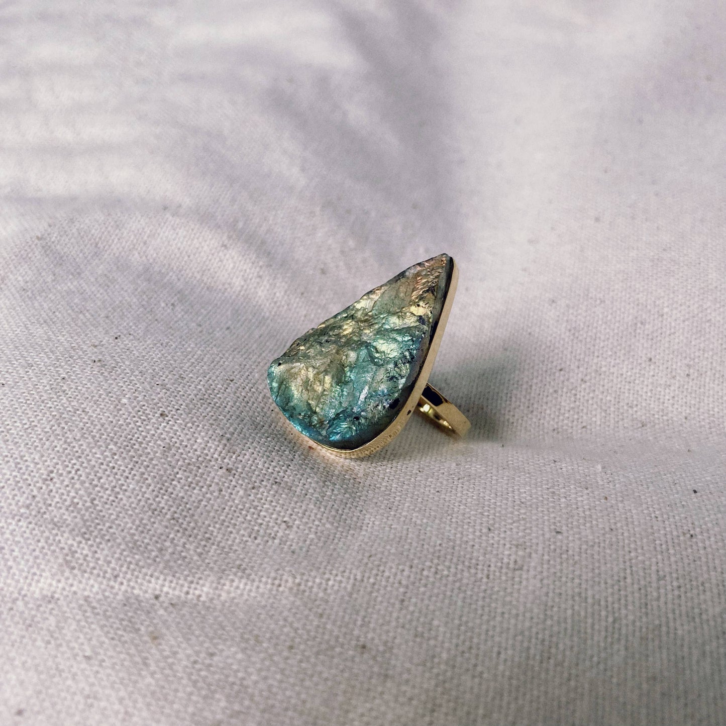 Raw Labradorite Tear Drop Ring