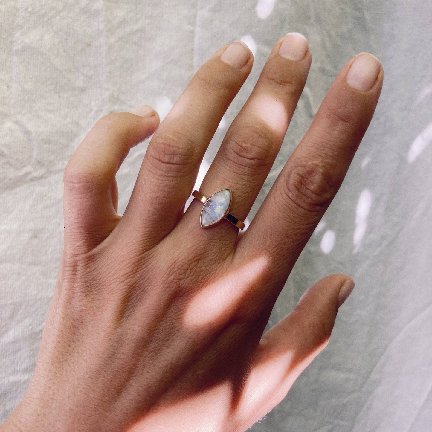 Moonstone Eye Shape Marquise Ring