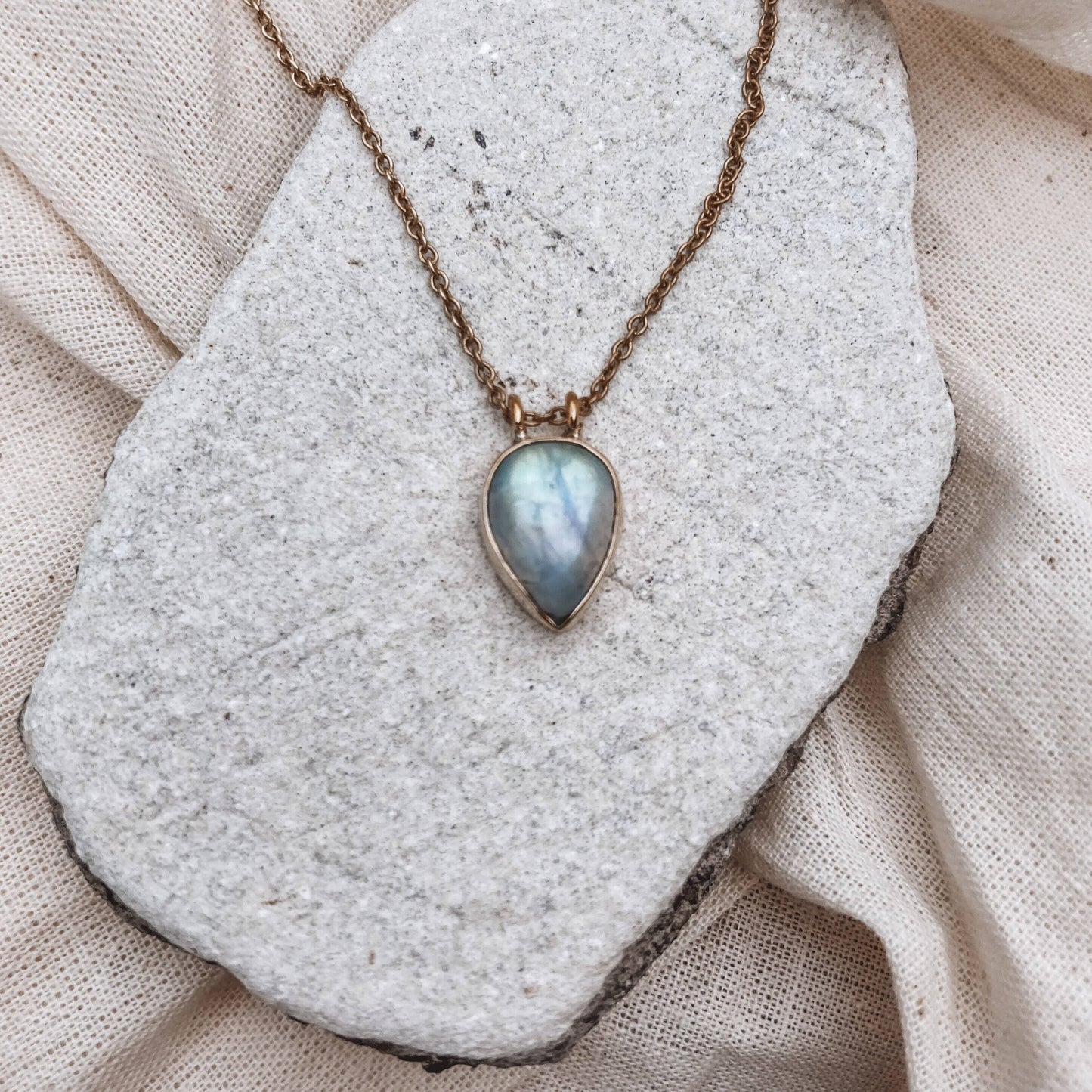 Dainty Moonstone Teardrop Necklace