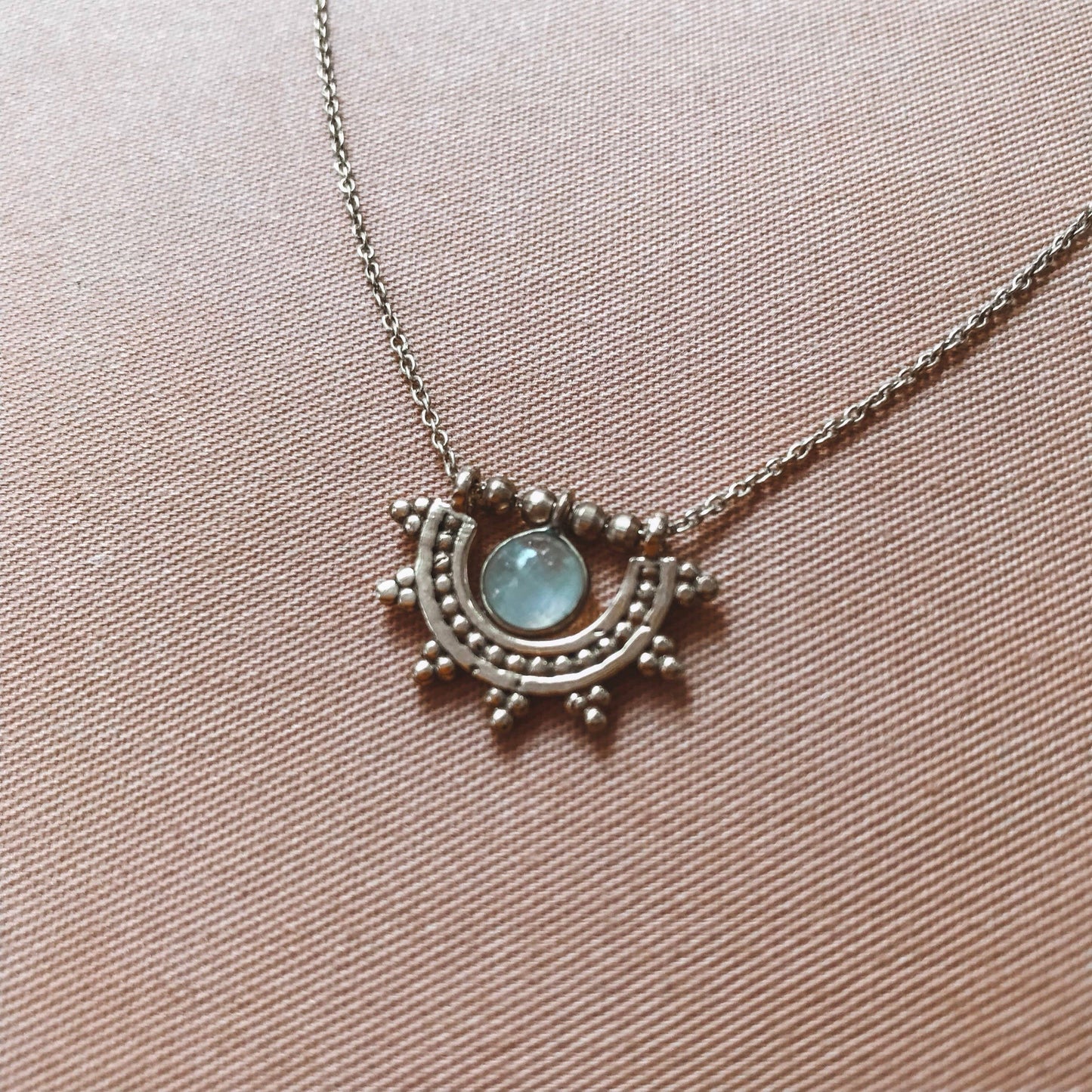 Half Moon Rainbow Moonstone Necklace