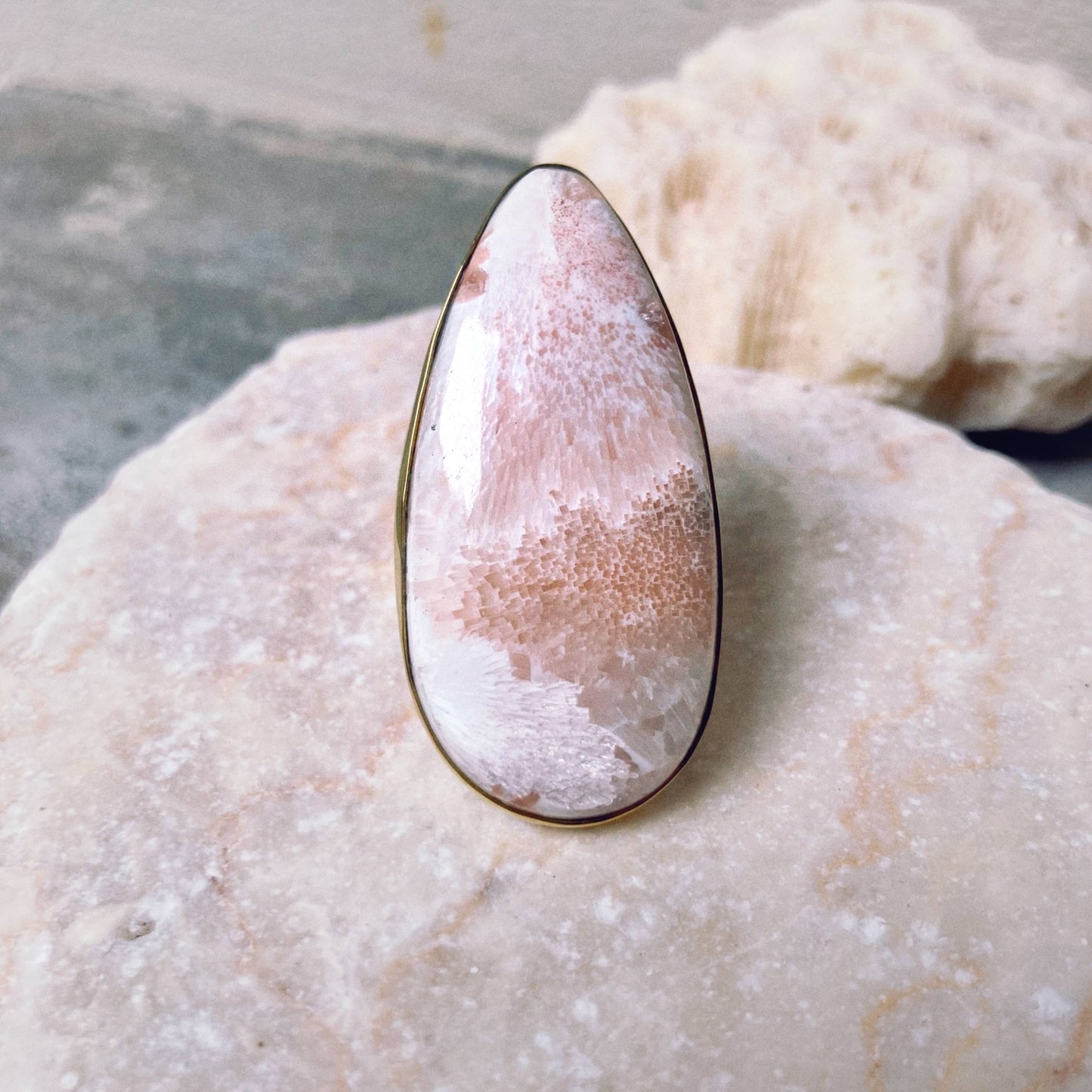 Scolecite Ring Brass